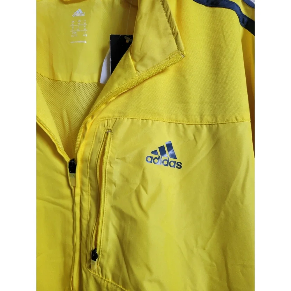 Vintage Adidas Drive 2‎ Zip Jacket Men's Yellow Blue Stripes Windbreaker Sz XL